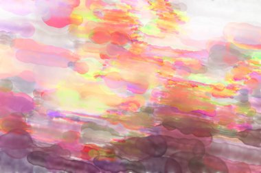 Çağdaş sanat. El yapımı resim. Modern sanat eserleri. Yüzeyde suluboya fırça darbeleriyle resim yapmak. 2D çizim. Sanatsal arkaplan resmi. Tablo üzerinde soyut resim. Renkli doku.