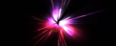 Fütürist mercek patlaması. Parlayan parçacıkları ve çizgileri olan ışık patlaması yıldızı. Güzel soyut ışın arkaplanı.