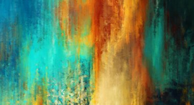 Modern sanat. Renkli çağdaş sanat eserleri. Renkli boya darbeleri. Soyut arkaplanda fırça darbeleri. Fırça boyası. Eşsiz duvar sanatı.