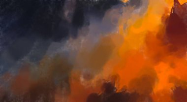 Çağdaş sanat. El yapımı resim. Modern sanat eserleri. Yüzeyde suluboya fırça darbeleriyle resim yapmak. 2D çizim. Sanatsal arkaplan resmi. Tablo üzerinde soyut resim. Renkli doku.