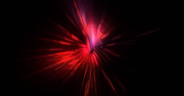 Fütürist mercek patlaması. Parlayan parçacıkları ve çizgileri olan ışık patlaması yıldızı. Güzel soyut ışın arkaplanı.