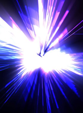 Fütürist mercek patlaması. Parlayan parçacıkları ve çizgileri olan ışık patlaması yıldızı. Güzel soyut ışın arkaplanı.