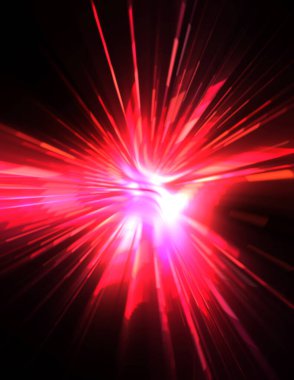 Fütürist mercek patlaması. Parlayan parçacıkları ve çizgileri olan ışık patlaması yıldızı. Güzel soyut ışın arkaplanı.