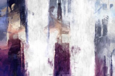 Soyut arkaplanda pürüzlü fırça darbeleri. Fırça boyası. Renkli boya darbeleri. Eşsiz duvar sanatı. Tuvaldeki modern sanat. Renkli çağdaş sanat eserleri. 