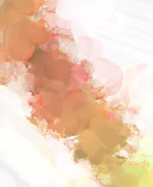 Pastel renklerde suluboya resim. Poster, duvar sanatı, afiş, kart, kitap kapağı ya da ambalaj için rahatlatıcı kompozisyonun yumuşak renkli çizimi. Modern fırça darbeleri resim.