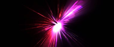 Fütürist mercek patlaması. Parlayan parçacıkları ve çizgileri olan ışık patlaması yıldızı. Güzel soyut ışın arkaplanı.