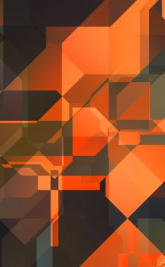 Renkli ve canlı geometrik şekiller katmanları var. Bir teknoloji planının dijital illüstrasyonu. Gelecekçi tasarım şablonu.