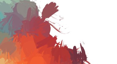 Taranmış Boyalı Soyut Arkaplan. Vahşi kaotik fırça darbeleri. Boya darbeleri. 2D İllüstrasyon. Fırça darbeli resim. 