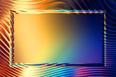 Soyut çerçeveli arkaplan. Renkli, canlı, dalgalı bir duvar kağıdı. Merkezi çerçeveli yaratıcı grafik 2d çizim. Dinamik şekilli modaya uygun sıvı örtüsü.