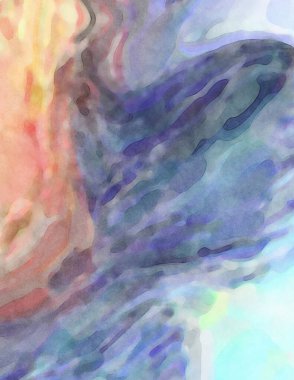 2D çizim. Sanatsal arkaplan resmi. Tablo üzerinde soyut resim. Çağdaş sanat. El yapımı resim. Renkli doku. Modern sanat eserleri. Yüzeyde suluboya fırça darbeleriyle boyama.