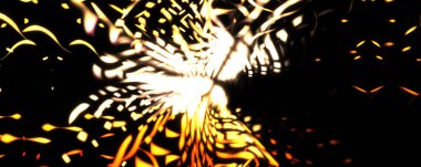 Işık parçacık izleri. Parlayan parçacıkları ve çizgileri olan ışık patlaması yıldızı. Güzel hareketli soyut ışın arkaplanı.