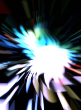 Işık parçacık izleri. Parlayan parçacıkları ve çizgileri olan ışık patlaması yıldızı. Güzel hareketli soyut ışın arkaplanı.