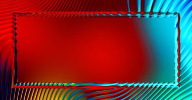 Soyut çerçeveli arkaplan. Renkli, canlı, dalgalı bir duvar kağıdı. Merkezi çerçeveli yaratıcı grafik 2d çizim. Dinamik şekilli modaya uygun sıvı örtüsü.