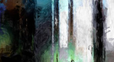 Soyut arkaplanda pürüzlü fırça darbeleri. Fırça boyası. Renkli boya darbeleri. Eşsiz duvar sanatı. Tuvaldeki modern sanat. Renkli çağdaş sanat eserleri. 