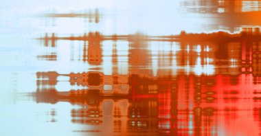 Soyut arkaplan. Yaşlanmış grunge dokusunda geometrik elementler. Farklı renk desenli grafiksel illüstrasyon.