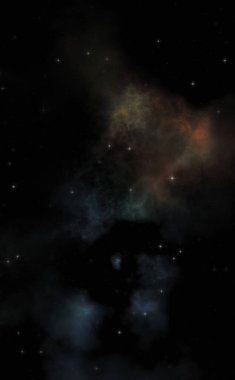 Galaksi uzayındaki yıldız alanı renkli nebula ile. Uzayın derinliklerinin bilim kurgu geçmişi. Ruhsal duvar kağıdı.