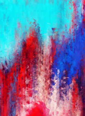 Modern sanat. Renkli çağdaş sanat eserleri. Renkli boya darbeleri. Soyut arkaplanda fırça darbeleri. Fırça boyası. Eşsiz duvar sanatı.