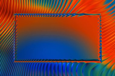 Soyut çerçeveli arkaplan. Renkli, canlı, dalgalı bir duvar kağıdı. Merkezi çerçeveli yaratıcı grafik 2d çizim. Dinamik şekilli modaya uygun sıvı örtüsü.