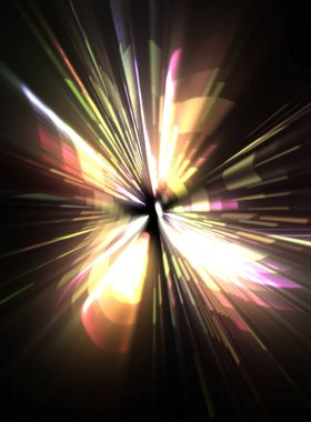 Fütürist mercek patlaması. Parlayan parçacıkları ve çizgileri olan ışık patlaması yıldızı. Güzel soyut ışın arkaplanı.