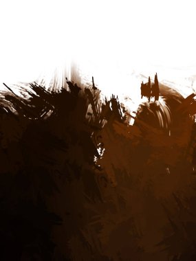 Taranmış Boyalı Soyut Arkaplan. Vahşi kaotik fırça darbeleri. Boya darbeleri. 2D İllüstrasyon. Fırça darbeli resim. 