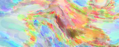 Çağdaş sanat. El yapımı resim. Modern sanat eserleri. Yüzeyde suluboya fırça darbeleriyle resim yapmak. 2D çizim. Sanatsal arkaplan resmi. Tablo üzerinde soyut resim. Renkli doku.