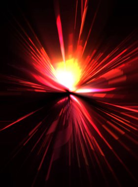 Fütürist mercek patlaması. Parlayan parçacıkları ve çizgileri olan ışık patlaması yıldızı. Güzel soyut ışın arkaplanı.