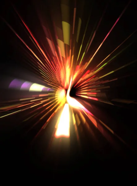 Futurisztikus Lencse Jelzőfény Fényrobbanás Csillag Izzó Részecskékkel Vonalakkal Gyönyörű Elvont — Stock Fotó