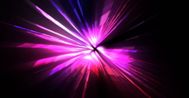 Fütürist mercek patlaması. Parlayan parçacıkları ve çizgileri olan ışık patlaması yıldızı. Güzel soyut ışın arkaplanı.