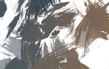 Renkli fırça darbelerinin 2B çizimi. Dekoratif doku resmi. Canlı boya desenli arka plan. Kaotik fırça darbeleri resim.