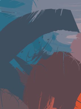 Vahşi fırça darbeleriyle yaratıcı soyut resim. Artistik fırça darbeleriyle donatılmış. Renkli ve canlı bir tasvir. Boyalı sanat.