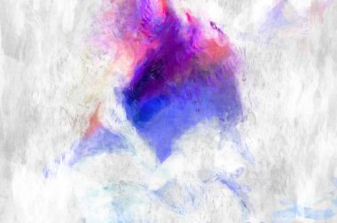 Soyut arkaplanda pürüzlü fırça darbeleri. Fırça boyası. Renkli boya darbeleri. Eşsiz duvar sanatı. Tuvaldeki modern sanat. Renkli çağdaş sanat eserleri. 