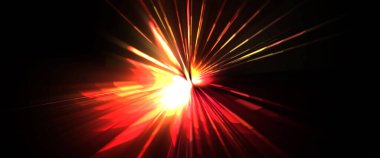 Fütürist mercek patlaması. Parlayan parçacıkları ve çizgileri olan ışık patlaması yıldızı. Güzel soyut ışın arkaplanı.