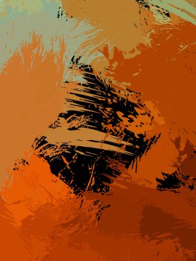 Vahşi fırça darbeleriyle yaratıcı soyut resim. Artistik fırça darbeleriyle donatılmış. Renkli ve canlı bir tasvir. Boyalı sanat.