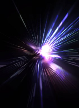 Fütürist mercek patlaması. Parlayan parçacıkları ve çizgileri olan ışık patlaması yıldızı. Güzel soyut ışın arkaplanı.