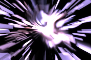 Işık parçacık izleri. Parlayan parçacıkları ve çizgileri olan ışık patlaması yıldızı. Güzel hareketli soyut ışın arkaplanı.