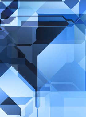 Renkli ve canlı geometrik şekiller katmanları var. Bir teknoloji planının dijital illüstrasyonu. Gelecekçi tasarım şablonu.