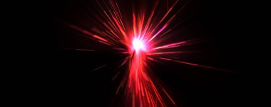 Fütürist mercek patlaması. Parlayan parçacıkları ve çizgileri olan ışık patlaması yıldızı. Güzel soyut ışın arkaplanı.