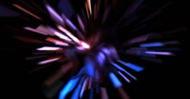 Işık parçacık izleri. Parlayan parçacıkları ve çizgileri olan ışık patlaması yıldızı. Güzel hareketli soyut ışın arkaplanı.