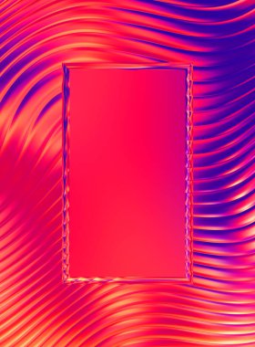 Soyut çerçeveli arkaplan. Renkli, canlı, dalgalı bir duvar kağıdı. Merkezi çerçeveli yaratıcı grafik 2d çizim. Dinamik şekilli modaya uygun sıvı örtüsü.