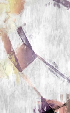 Soyut arkaplanda pürüzlü fırça darbeleri. Fırça boyası. Renkli boya darbeleri. Eşsiz duvar sanatı. Tuvaldeki modern sanat. Renkli çağdaş sanat eserleri. 