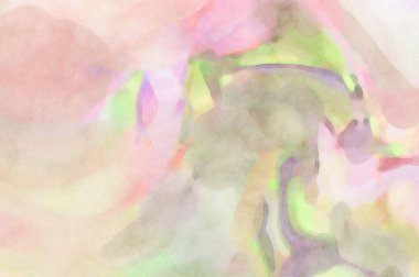 Pastel renklerde suluboya resim. Poster, duvar sanatı, afiş, kart, kitap kapağı ya da ambalaj için rahatlatıcı kompozisyonun yumuşak renkli çizimi. Modern fırça darbeleri resim.