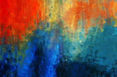 Modern sanat. Renkli çağdaş sanat eserleri. Renkli boya darbeleri. Soyut arkaplanda fırça darbeleri. Fırça boyası. Eşsiz duvar sanatı.