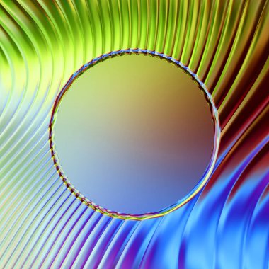 Soyut çerçeveli arkaplan. Renkli, canlı, dalgalı bir duvar kağıdı. Merkezi çerçeveli yaratıcı grafik 2d çizim. Dinamik şekilli modaya uygun sıvı örtüsü.