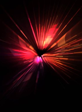 Fütürist mercek patlaması. Parlayan parçacıkları ve çizgileri olan ışık patlaması yıldızı. Güzel soyut ışın arkaplanı.