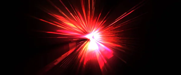 Futuristic lens flare. Light explosion star with glowing particles and lines. Beautiful abstract rays background.