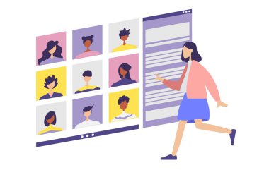 Çeşitli iş arkadaşlarıyla görüntülü konuşma. Evde video konferansı, evde müşterilerle görüntülü görüşme..