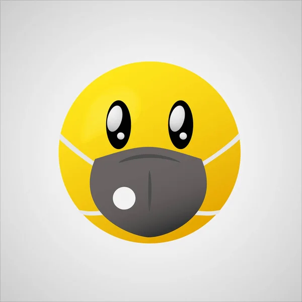 Emoji Maską Ust Żółta Twarz Oczami Białej Masce Chirurgicznej — Wektor stockowy