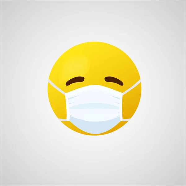 Emoji Mouth Mask Yellow Face Eyes Wearing White Surgical Mask — Stock Vector