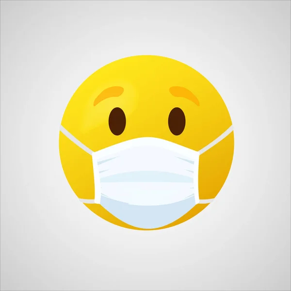 Emoji Dengan Masker Mulut Wajah Kuning Dengan Mata Mengenakan Masker - Stok Vektor