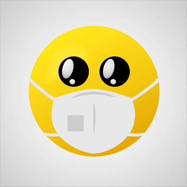 Emoji Μάσκα Στόματος Κίτρινο Πρόσωπο Μάτια Που Φορούν Λευκή Χειρουργική — Διανυσματικό Αρχείο